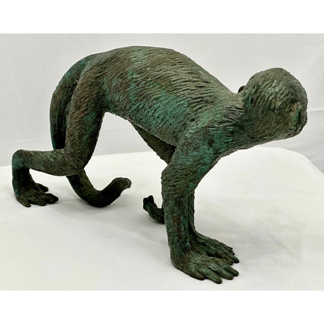 Great Looking & Decorative Vintage Mid Century Posing Monkey Figure - Heavy Solid Cast Bronze For Sale - Image 12 of 18