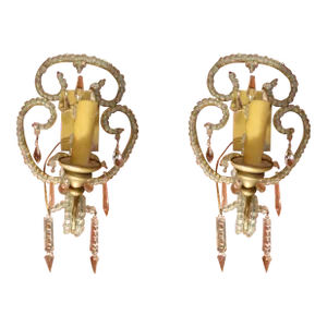 Vintage 1920s Italian Crystal Sconces, a Pair