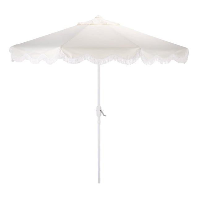 Torsa 9 Ft Crank Umbrella, Ivory/White Pole For Sale