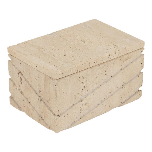 Mid-Century Rectangular Box in Travertine and Wood from Fratelli Mannelli, Italy, 1970s For Sale