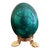 Solid Malachite Egg on Neoclassical Brass Stand With Paw Feet For Sale