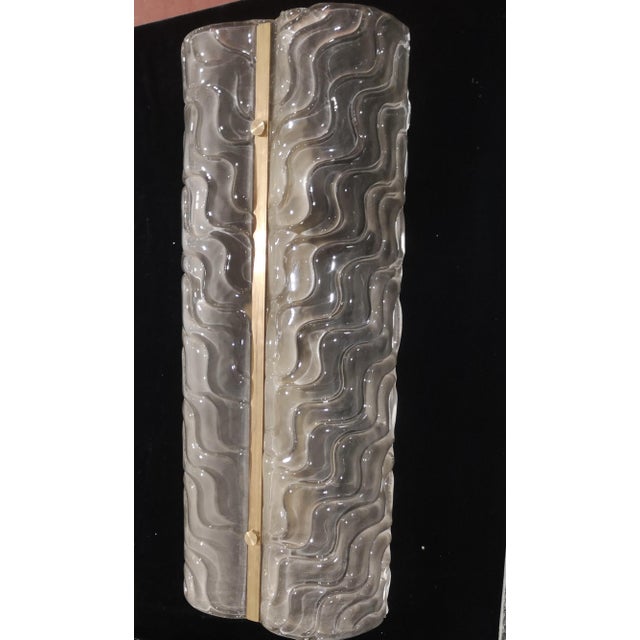 Sandblasted Murano Glass and Brass Wall Sconce, 2000s For Sale - Image 6 of 9