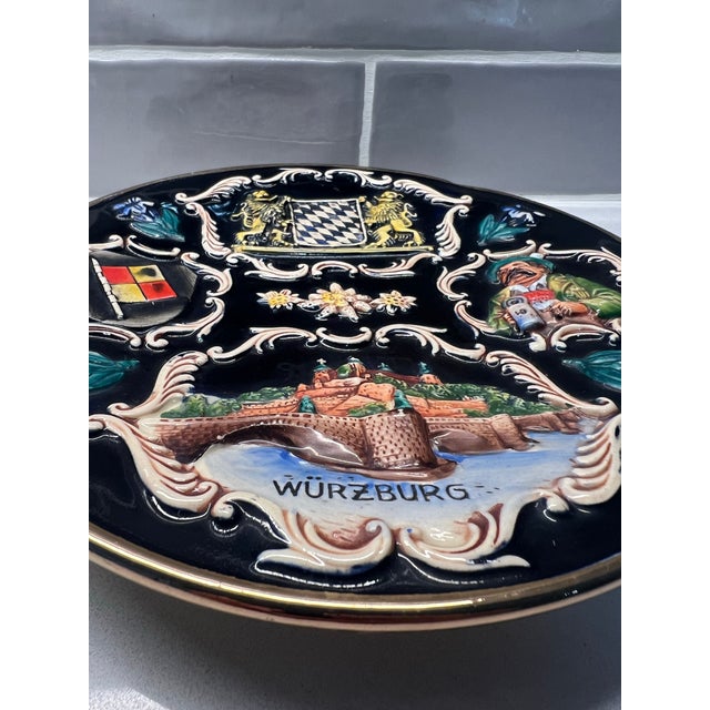 Vintage Collectible German Relief Pottery Plate Wurzburg For Sale In Jacksonville, FL - Image 6 of 10