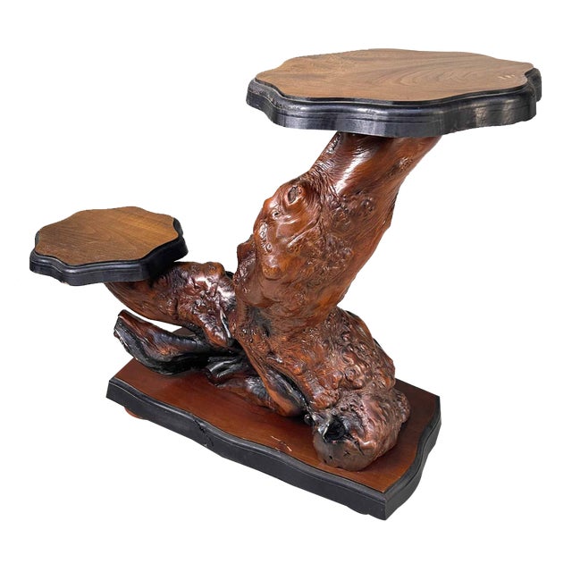 Japanese Burl Wood Plant Stand, 1920s For Sale