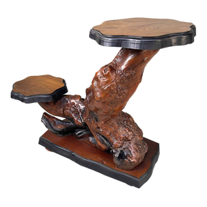Japanese Burl Wood Plant Stand, 1920s