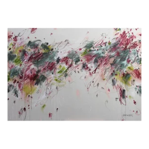 Contemporary Abstract Mixed Media on Canvas Painting "I Want All the Roses" by Daniela Schweinsberg