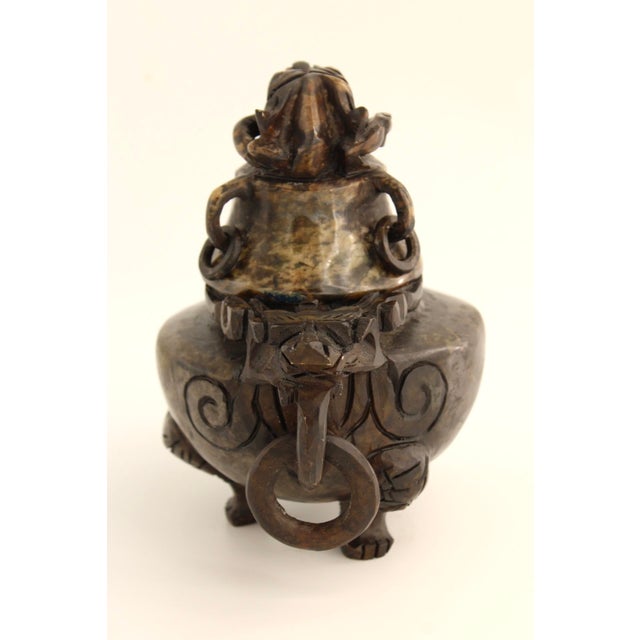 Fine antique, 19th century, hand carved, Chinese Spinach Nephrite Jade Censer / Incense Burner from the estate of a...