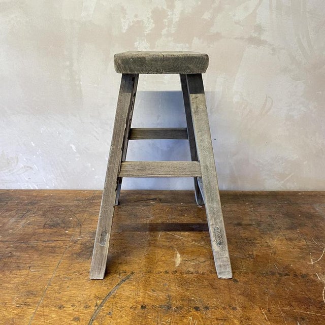 A rustic wooden stool. Great in a kitchen or can be used as an occasional table or as a bedside table. A full-height stool...