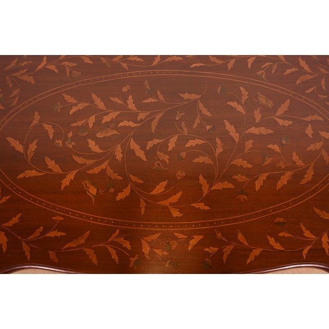 Antique Dutch Louis XV Mahogany Inlaid Marquetry Executive Desk, Circa Late 19th Century For Sale - Image 10 of 14