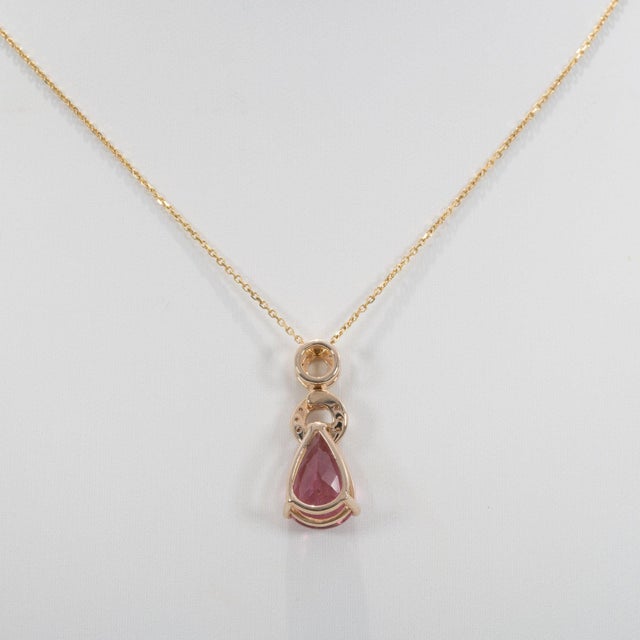 Pink 3.2Ct Pink Tourmaline Pendant With Earth-Mined Diamond Accents in Solid 14k Gold For Sale - Image 8 of 8