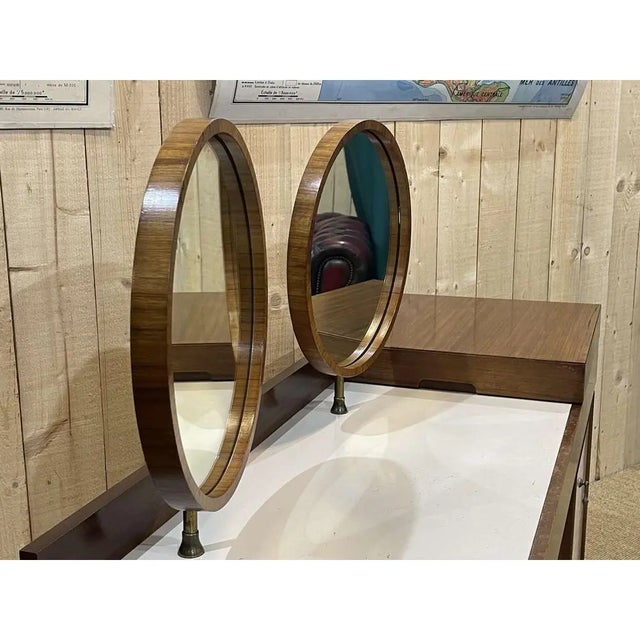 1970s Dressing Table With 2 Round Mirrors For Sale - Image 9 of 13