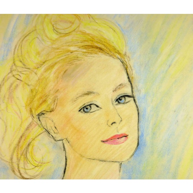 Portraiture French Woman Portrait in Oil Pastel For Sale - Image 3 of 5