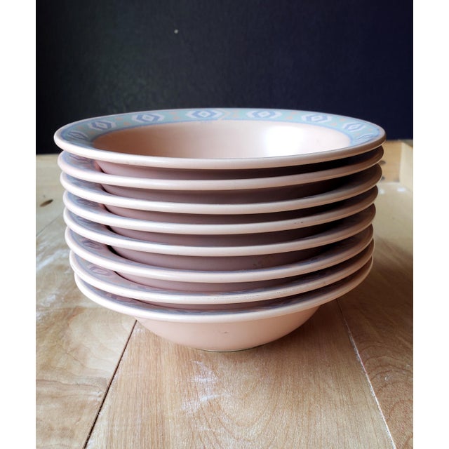 Mid-Century Modern Vintage Southwest Stoneware Cereal Bowls - Set of 8 by Treasure Craft For Sale - Image 3 of 9