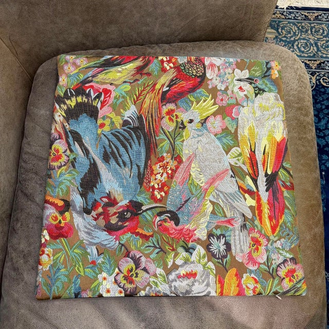 Exotic Bird Jacquard Woven Cushion Cover For Sale In Los Angeles - Image 6 of 15