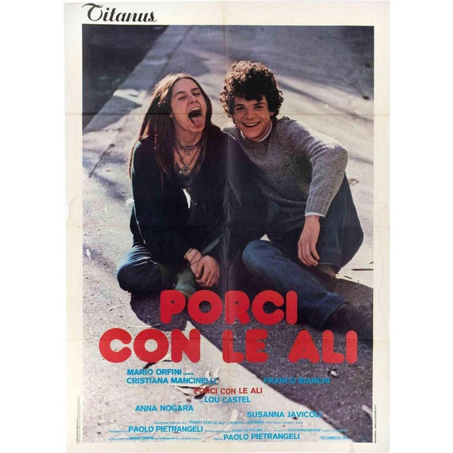 Paper Vintage Italian Pigs with Wings Poster, 1970s For Sale - Image 7 of 7