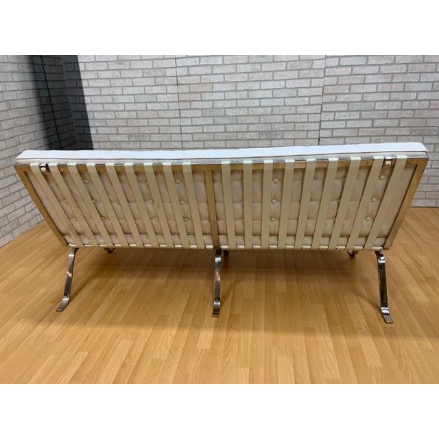 Mid Century Modern Barcelona Style White Leather Bench Chairish