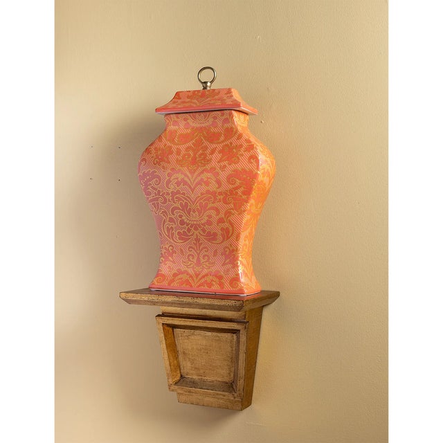 Ceramic Williamsburg for Port 68 Richmond Damask Coral Jar For Sale - Image 7 of 8