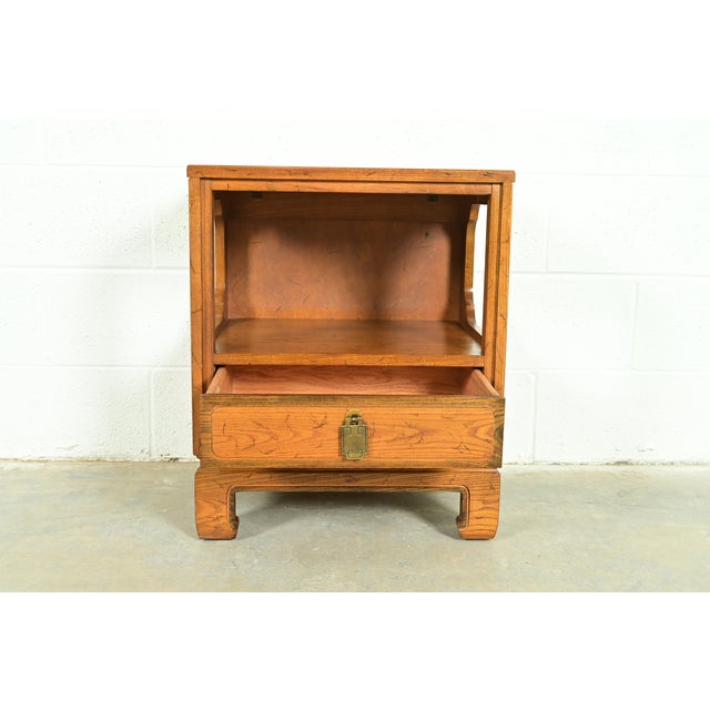 1960s Davis Cabinet Co. Mid-Century Hollywood Regency Chinoiserie Teak Nightstand, Circa 1960s For Sale - Image 5 of 15