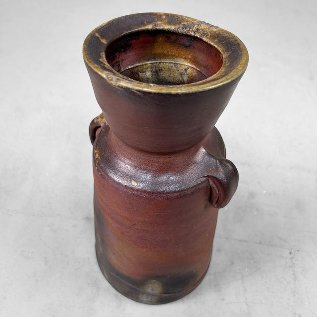 Japanese Bizen Ware Ikebana Vase, 1970 For Sale - Image 15 of 18
