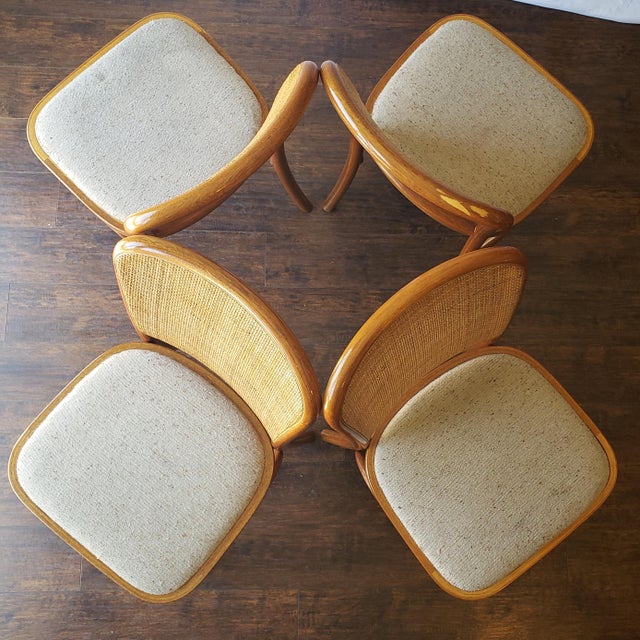 Brown 1970s Vintage Model 811 "Prague" Style Bentwood & Cane Dining Chairs - Set of 4 For Sale - Image 8 of 18