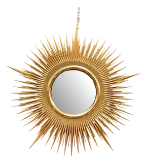 Large Gold Gilt Convex Sunburst Mirror