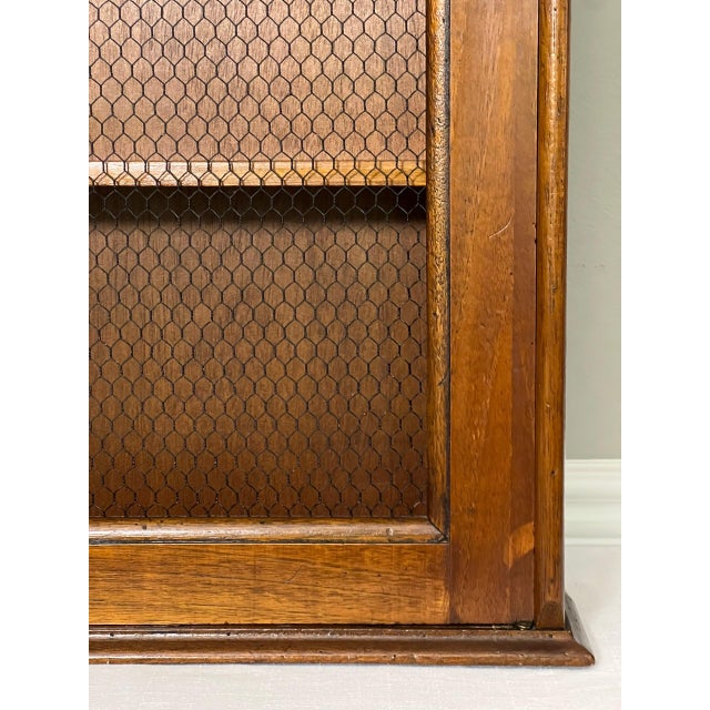 Brown Italian Arch Top Hanging Wood Display Cabinet With Chicken Wire Door and Key, 20th C. For Sale - Image 8 of 16