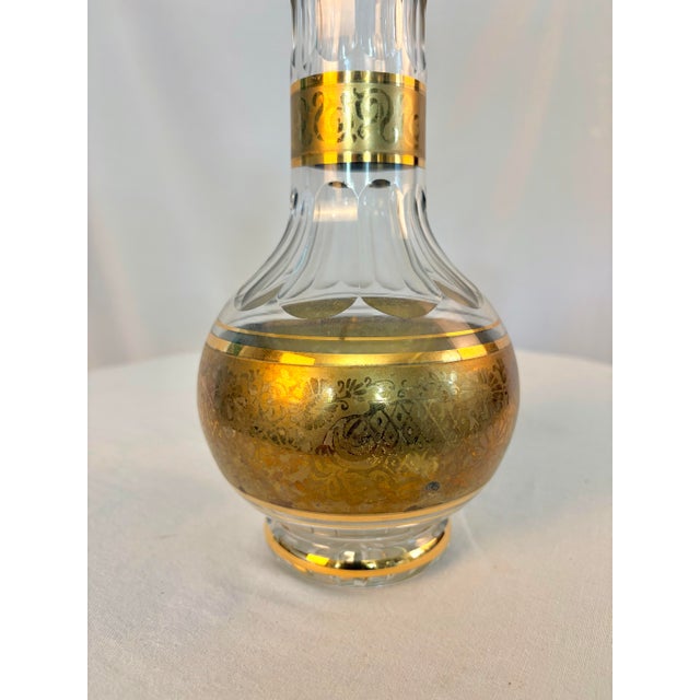 Vintage Bohemian Crystal Decanter With Gold Decoration | Art Deco Revival For Sale - Image 4 of 6