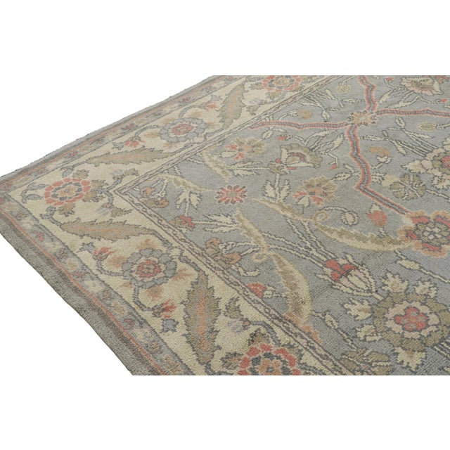 Antique Donegal Arts & Crafts Rug in Blue With Floral Patterns by Rug & Kilim For Sale In New York - Image 6 of 7