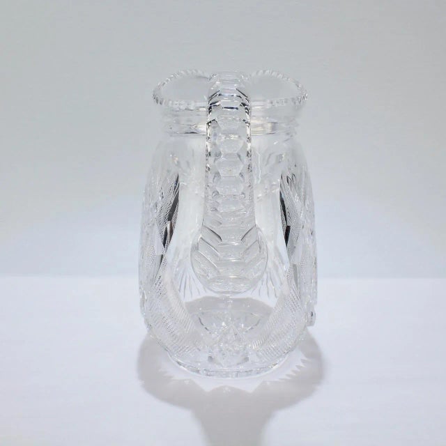 Glass Vintage Cut Glass Pitcher with a Narrow Body For Sale - Image 7 of 13