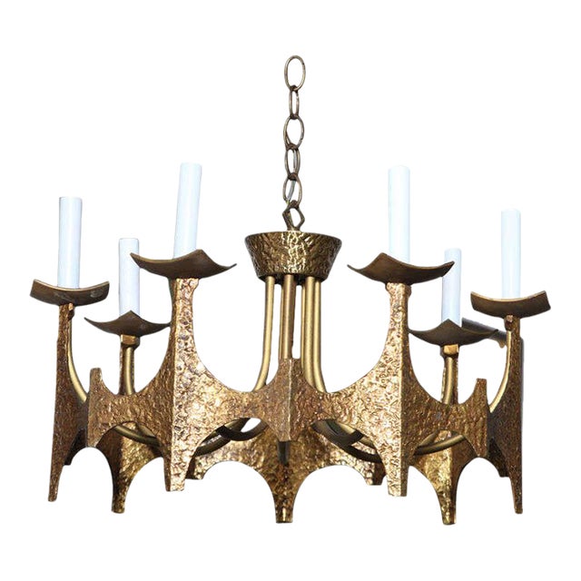 Moe-Bridges Brutalist Hammered Mid Century Modern Chandelier, Circa 1970s For Sale