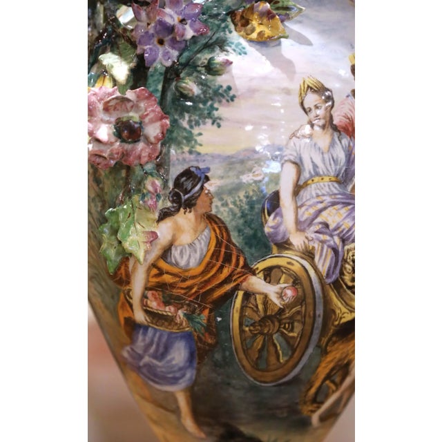 Pair of 19th Century Italian Capodimonte Majolica Ewers With Bacchic Scenes For Sale - Image 11 of 15