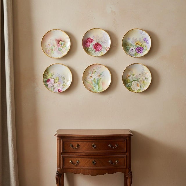 Late 19th Century Hand Painted Limoges Plates-J.P.L. France-Artist Signed-Floral Cabinet- Set of 6 For Sale - Image 10 of 11