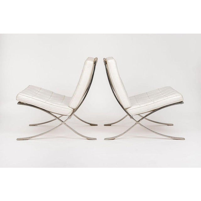Knoll Mid Century White Barcelona Chairs by Mies Van Der Rohe for Knoll, 1970s For Sale - Image 4 of 17