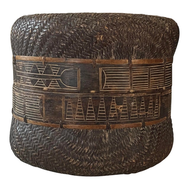Rare Antique Makhuwa Folk Art Handwoven Mavuku Container, Mozambique For Sale