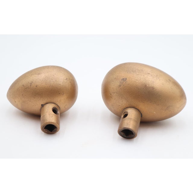 Metal Pair of Vintage Bronze Egg Shaped Entry Door Knobs For Sale - Image 7 of 8