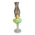 Vintage-Style Green Floral Glass Table Lamp With Frosted Female Head Pedestal Base For Sale