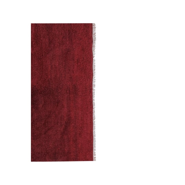 Vintage Red Color Turkish Shag Tulu Rug 5'6" X 7'11" For Sale - Image 4 of 11