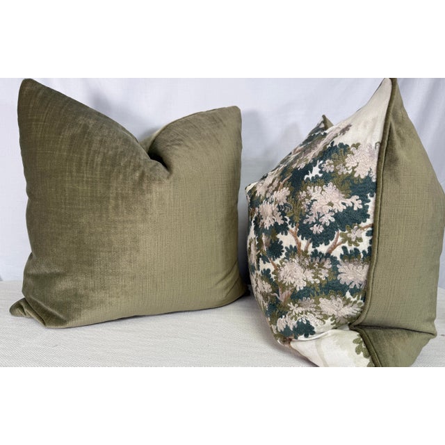 Kirby Design "Orion III Velvet" in Willow 22" Pillows-a Pair For Sale - Image 4 of 4