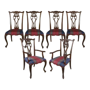 Early 20th Century Set of Six Chippendale Gothic Dining Chairs,
