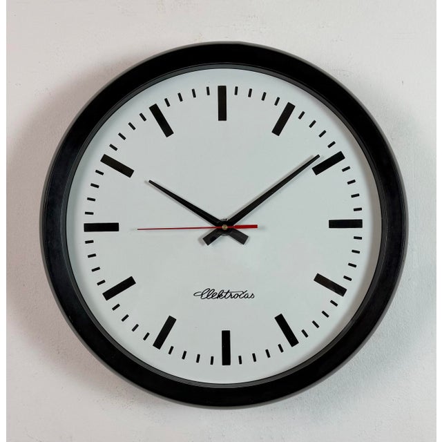 Glass Industrial Bakelite Factory Wall Clock from Elektročas, 1990s For Sale - Image 7 of 18