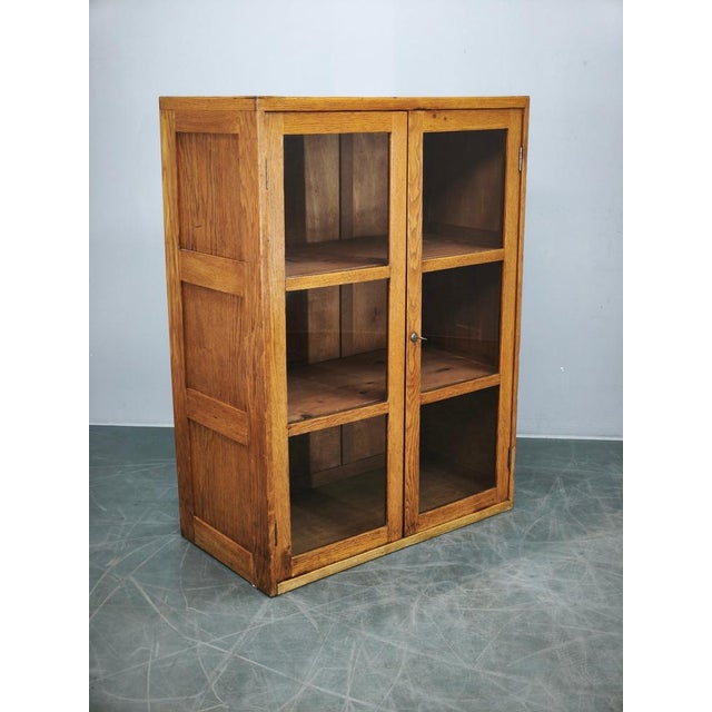 Czech Oak Glass Bookcase from a Baťa Factory, 1930s For Sale - Image 11 of 18