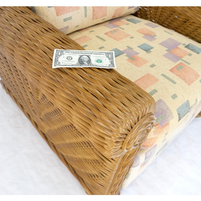 Pair Decorative c1970s Oversize Rttan Bamboo Wicker Club Lounge Chairs Mint! For Sale - Image 9 of 18