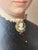 Textile Antique 19th Century German Oval Oil Painting Portrait of a Lady With a Cameo For Sale - Image 7 of 15