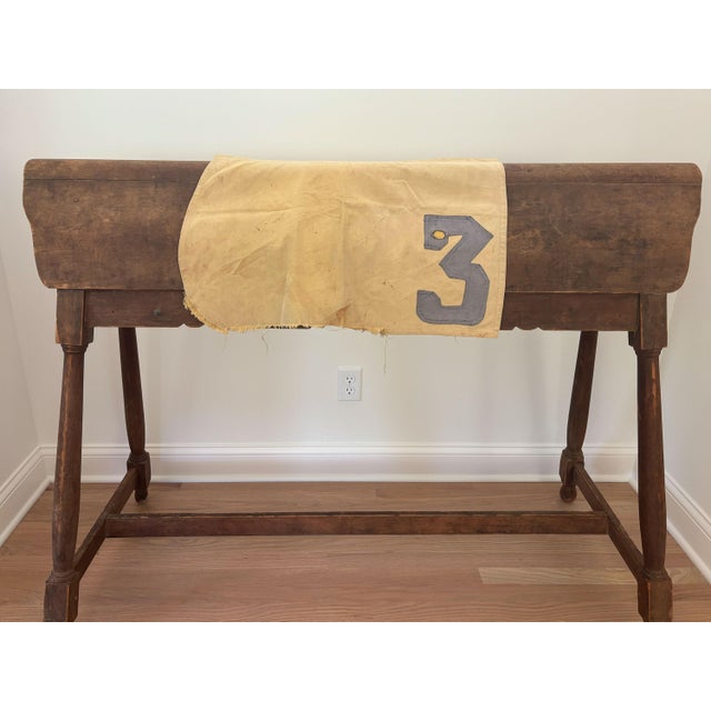 Here is an antique racehorse saddle cloth (saddle pad) circa early 1900s. The yellow saddle cloth features the number 3...