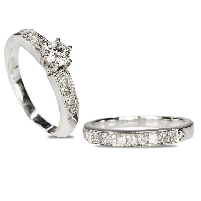 Late 20th Century Late 20th Century Pair of 18k Diamond Wedding Set, Size 8.75 For Sale - Image 5 of 5
