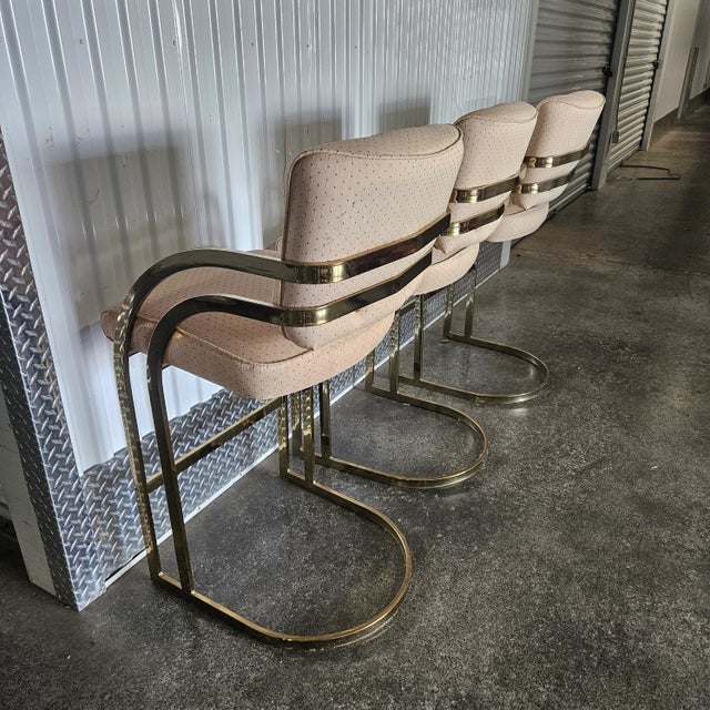 Gold 1970s Design Institute America Brass Plated Bar Stools- Set of 3 For Sale - Image 8 of 12