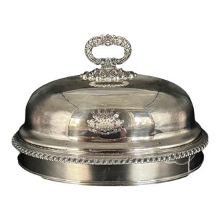 Mid 20th Century Large Sheffield Plate Georgian Style Meat Dome With Removable Handle For Sale