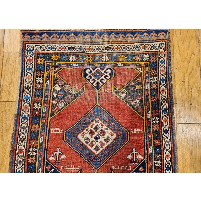 Antique Persian Kurdish Bidjar Runner, Handwoven Geometric Pattern, Terracotta & Navy, 3’ X 13’ For Sale - Image 12 of 18