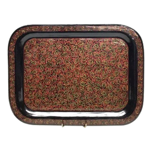 Vintage Asian Lacquered Wood Hand Painted Tray