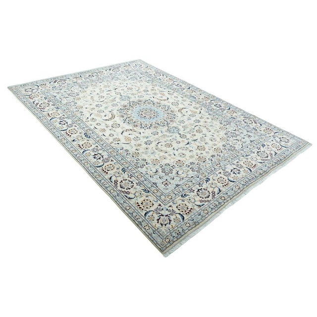 Mid-Century Modern Hand-Knotted Oriental Rug Nain 9la Rug with Silk For Sale - Image 3 of 13